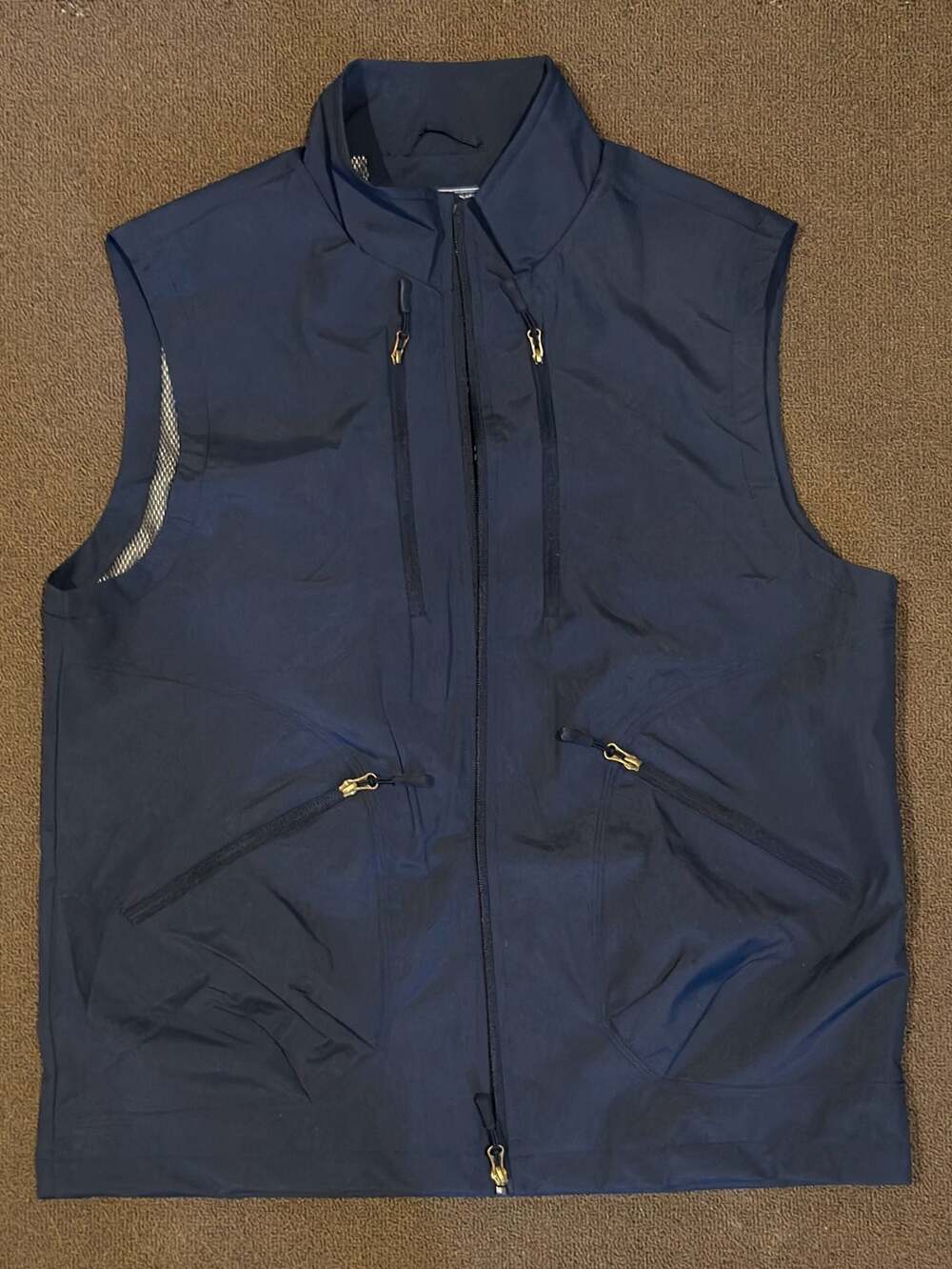 Outdoor Men's Multi-Pocket Mesh Lined Travel Fishing Vest Navy Blue Size L